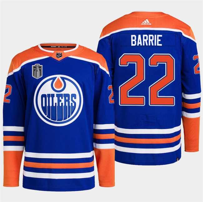 Men%27s Edmonton Oilers #22 Tyson Barrie Royal 2024 Stanley Cup Final Patch Stitched Jersey Dzhi->edmonton oilers->NHL Jersey